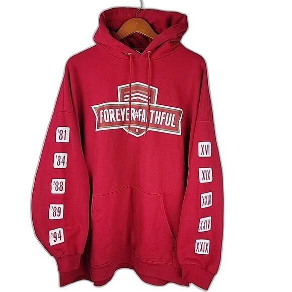 San Francisco 49ers Hoodie Mens 3XL Superbowl Quest For Six Forever Faithful - Picture 1 of 11